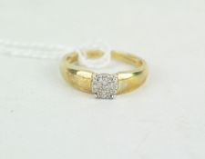 A 9ct gold and diamond chip ring,