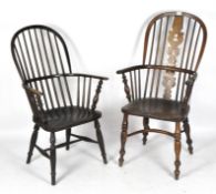 Two 19th century Windsor armchairs,