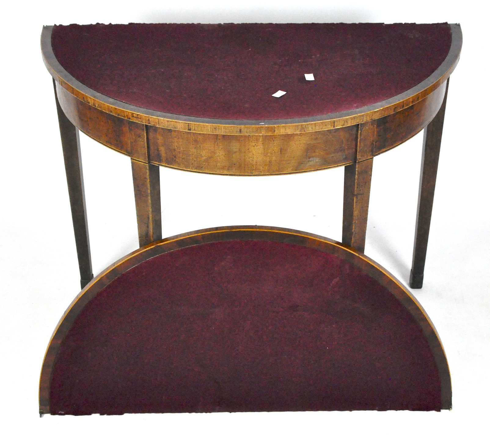 A Georgian mahogany folding card table of demi lune form, - Image 2 of 2