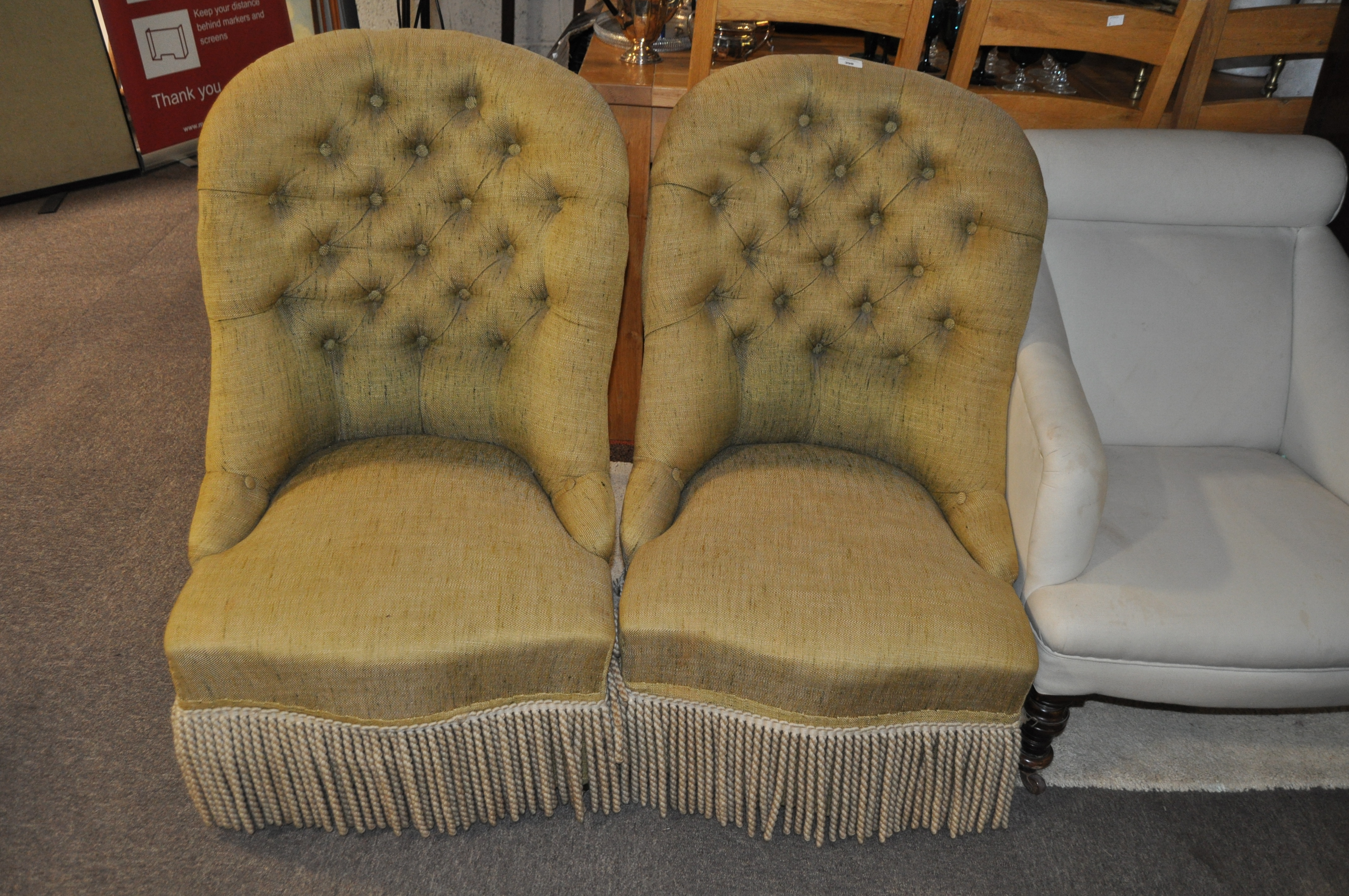 A pair of 20th century button back chairs, - Image 4 of 10