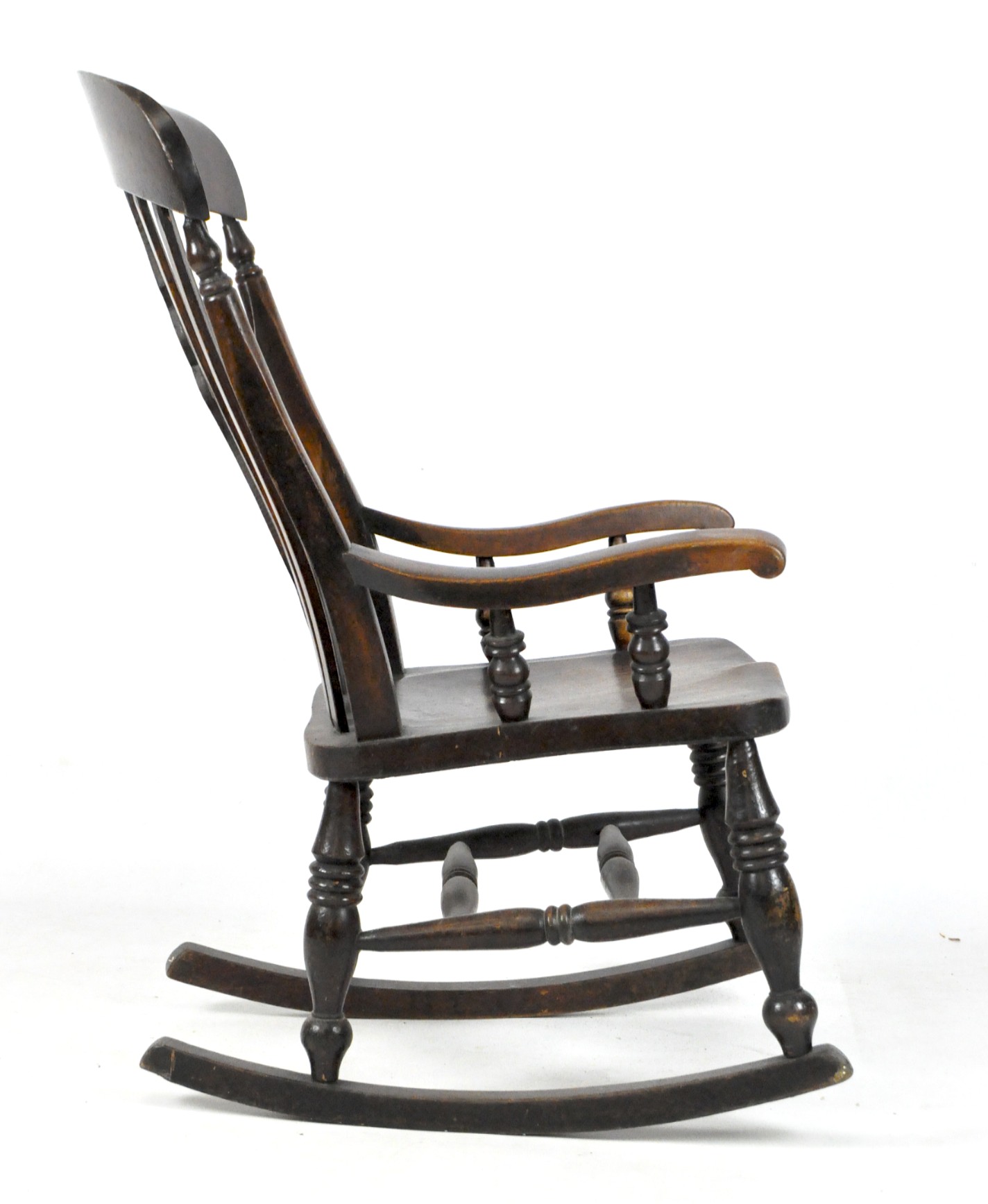 A Victorian fiddle back rocking chair and a footstall, - Image 2 of 3