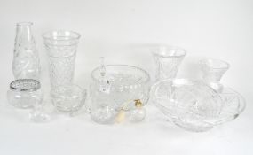A collection of assorted glass table wares, to include a cut crystal glass bowl by Capri,