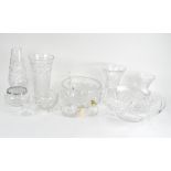 A collection of assorted glass table wares, to include a cut crystal glass bowl by Capri,