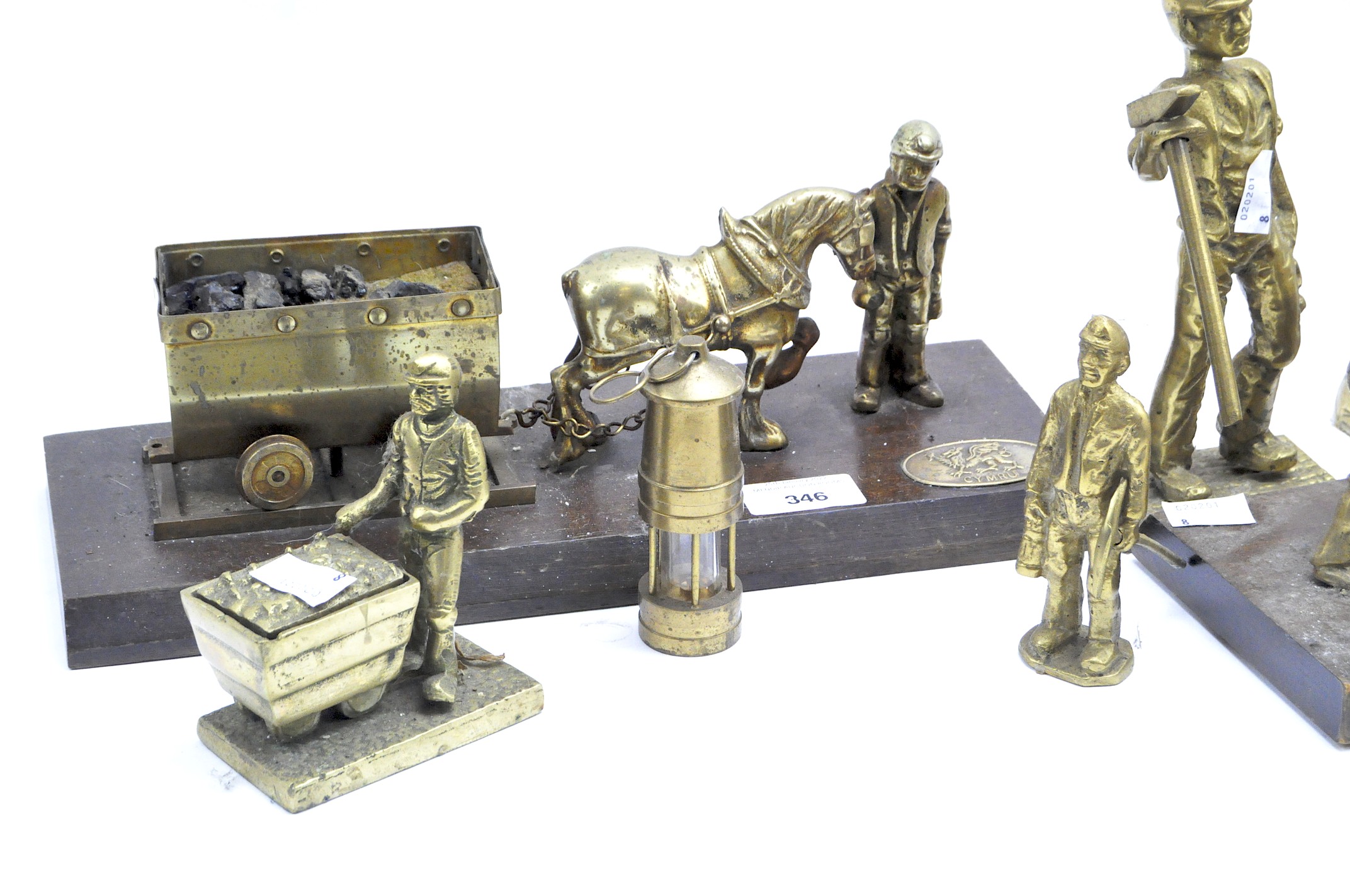 A Welsh coalmining sculpture and assorted lamps, - Image 3 of 3