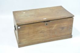An elm wood vintage chest with hinged lid,