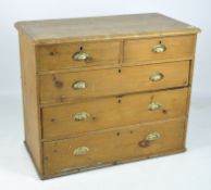 A Victorian pine chest of drawers,