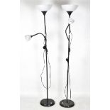 Two modern standard lamps, both with adjustable secondary lamp and uplight,