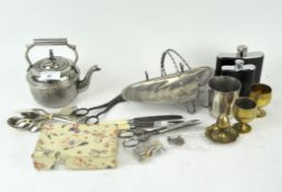 An assortment of metal and silver plated collectables,