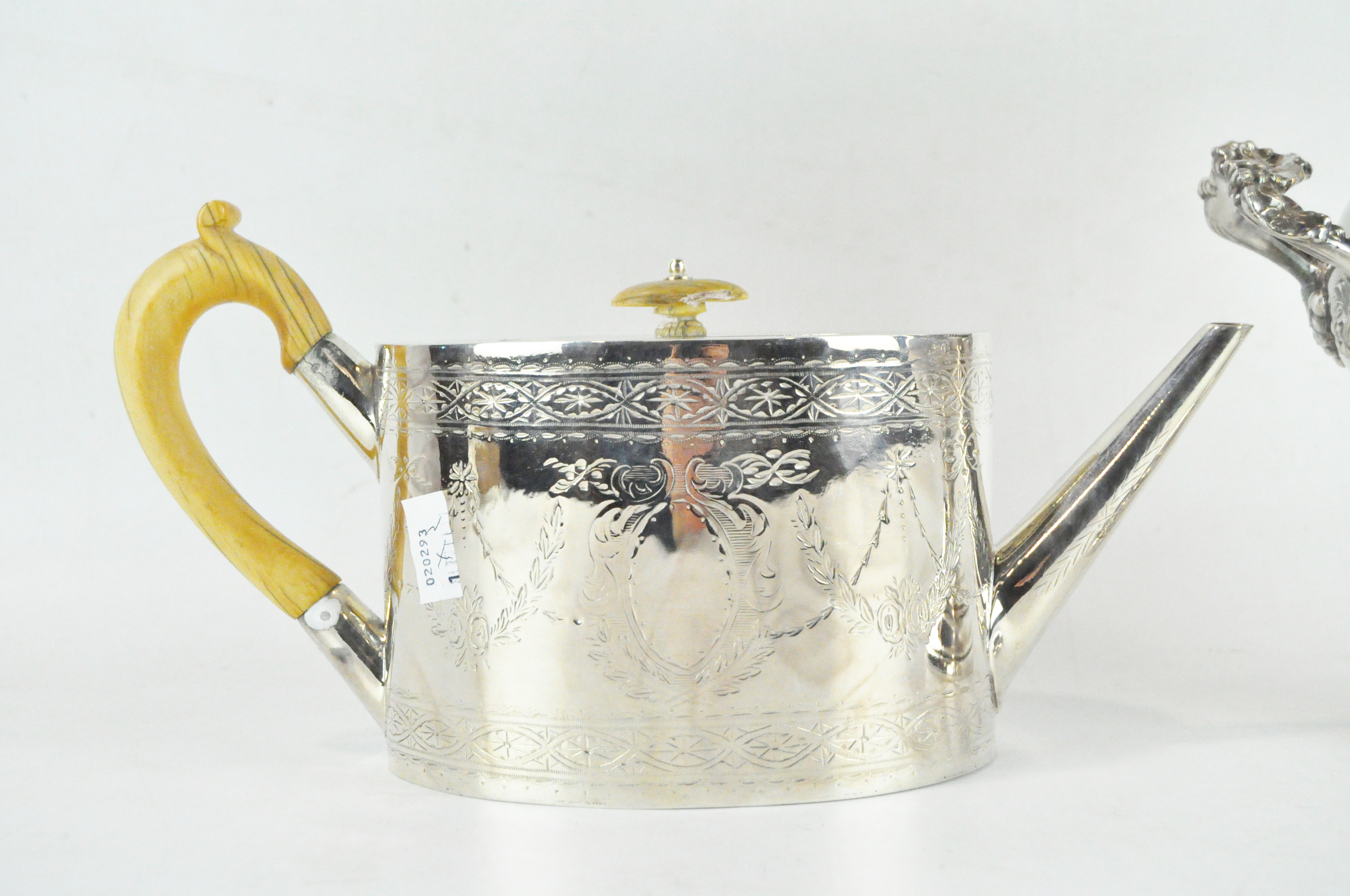 A contemporary silver plated wine cooler and a Georgian style white metal teapot, - Image 3 of 6
