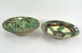 Two contemporary pottery dishes,