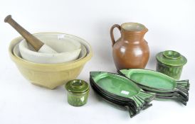 A selection of pottery kitchen ware,