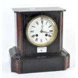 A late 19th century slate and marble inlaid mantle clock,