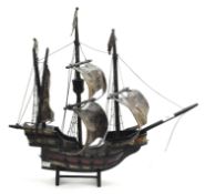 A contemporary Model of a galleon masted ship,