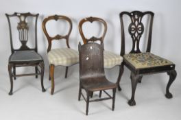 A collection of five 19th century and later chairs,