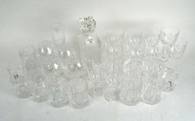 A selection of drinking glasses and decanter