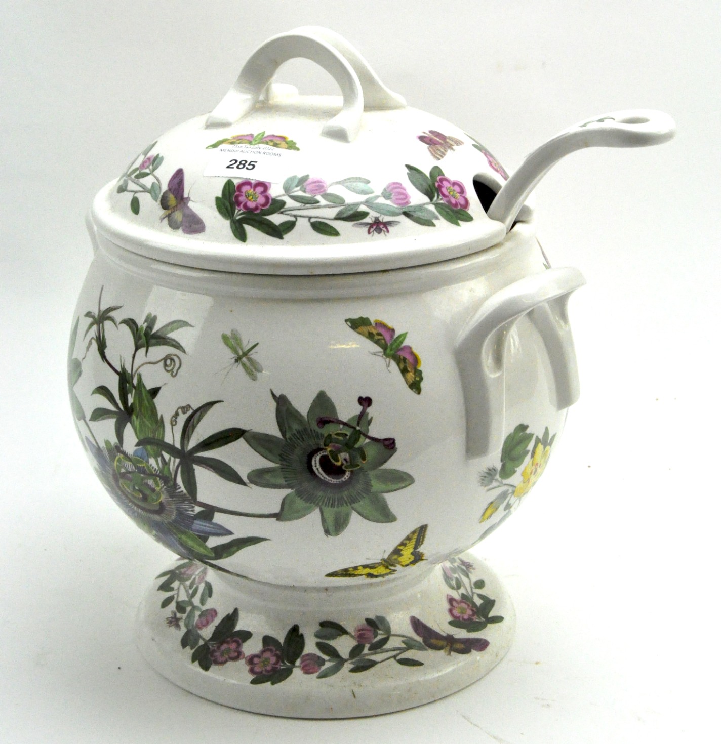 A Portmeirion pottery soup tureen cover and ladle,