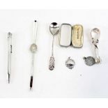 A selection of silver and silver plated wares, to include a contemporary silver pencil, silver fob,