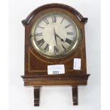 An Edwardian mahogany wall clock, with inlaid stringing detailing,