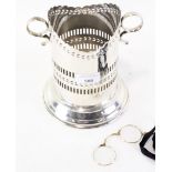 An early 20th century silver plated wine bottle cooler, 17cm high,