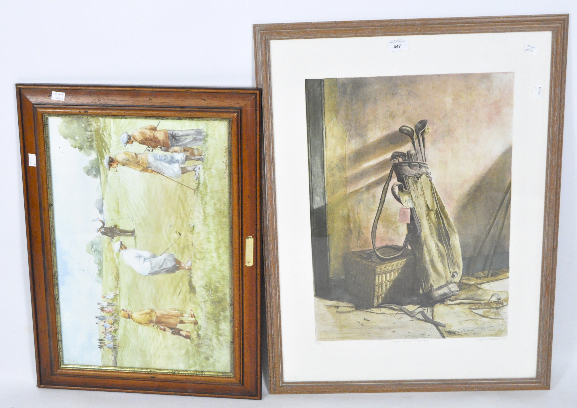 Two prints depicting golfing subjects,
