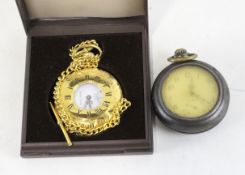 Two 20th century pocket watches, one with a silver case and enamel dial with Arabic numerals,