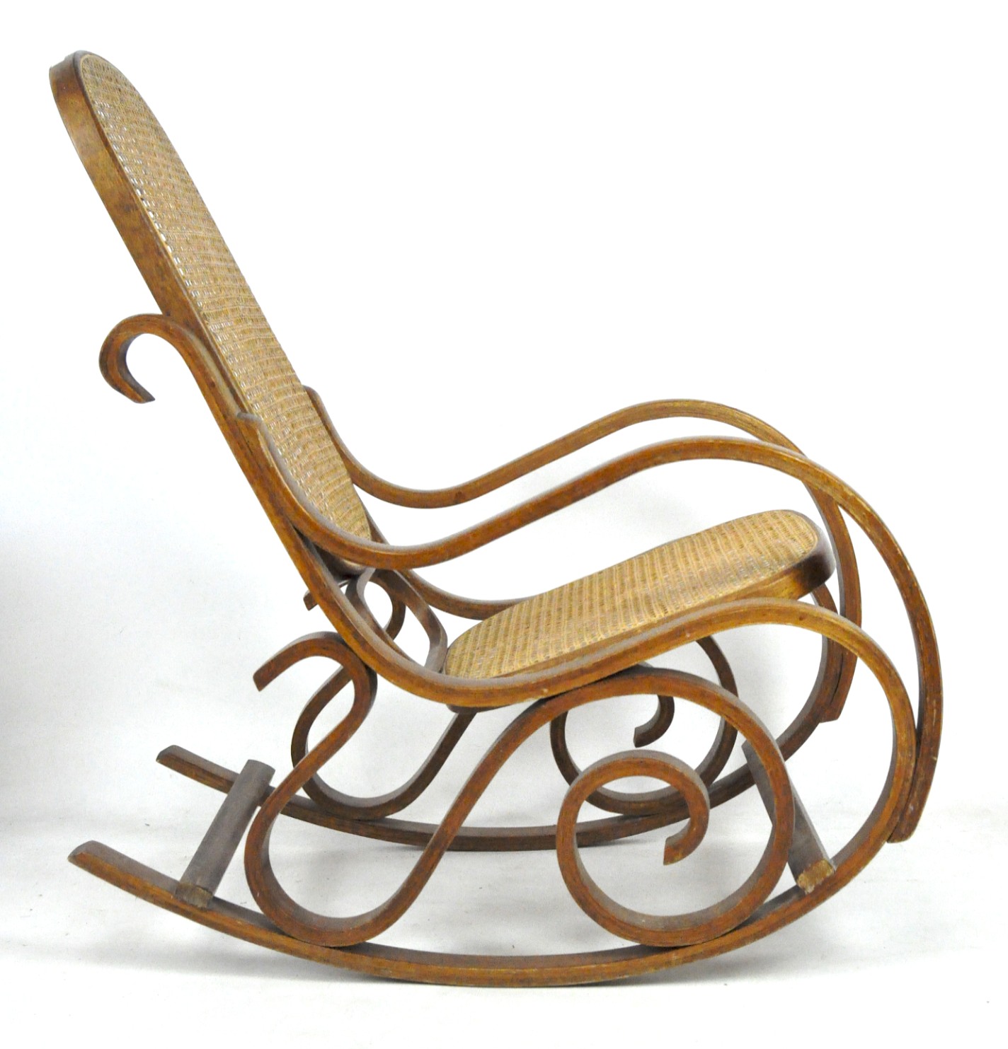 An early 20th century bentwood and bergere rocking chair, - Image 2 of 2