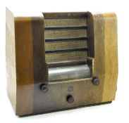A vintage 20th century Peto Scott wooden cased valve radio,