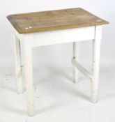 A rustic pine topped table,