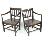 Two 19th century oak chairs, both with solid seats,