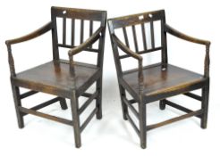 Two 19th century oak chairs, both with solid seats,