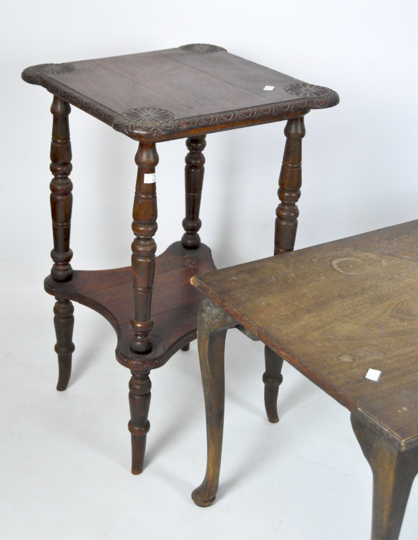 An oak two-tier trolley and two tables, - Image 2 of 2