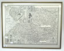 A reproduction map of Somerset, depicting a John Speed example, framed and glazed,