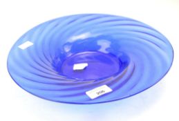 A 20th century blue glass fruit bowl dish,