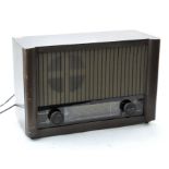A vintage Baird radio, model 301, in a stained wood case,