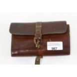 An early 20th century Hardy brothers leather fly wallet, with folio interior,