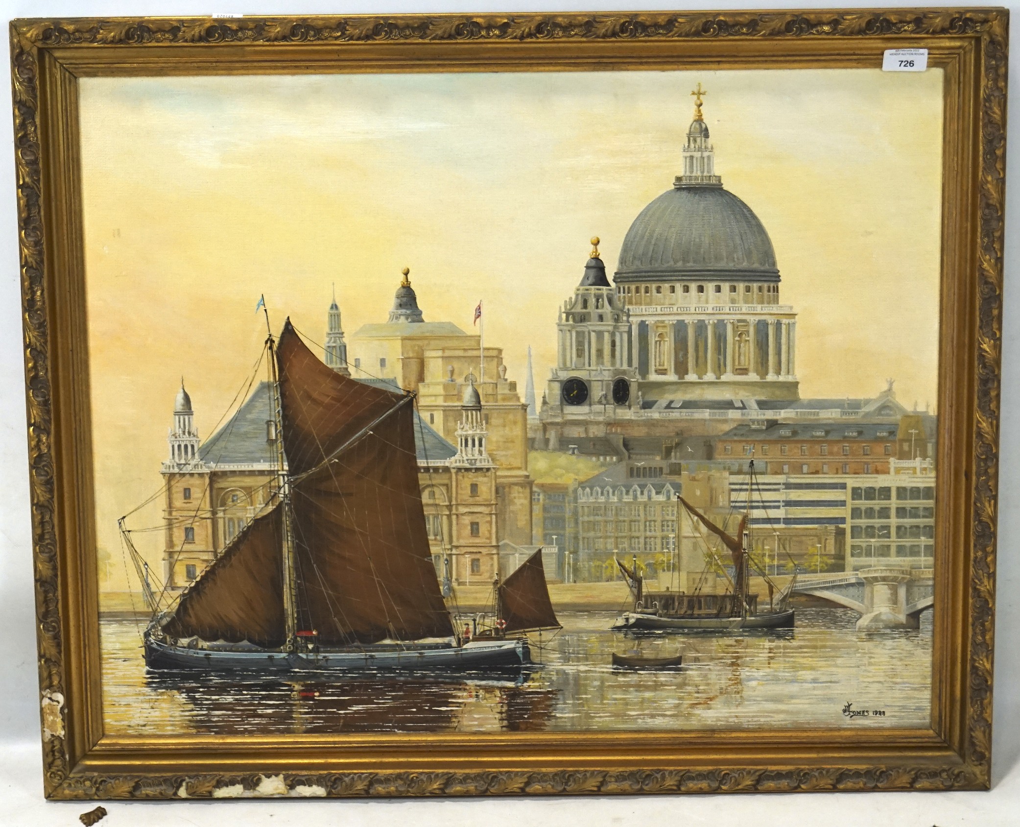 A J. A. Jones acrylic on board, depicting a cityscape of Venice