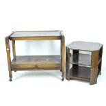 A mid-century butler's tray and a side unit, the butlers tray formed of two tiers,