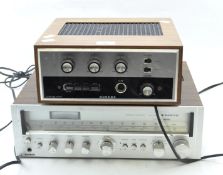 A Rogers Cadet III stereo and a Sanyo stereo receiver JCX2150,