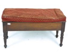A late 19th/early 20th century mahogany hall seat, of rectangular form,