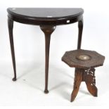 A stained mahogany side table and an inlaid occasional table,