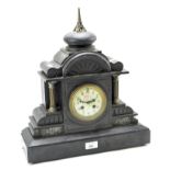 A large late 19th/early 20th century slate mantle clock,