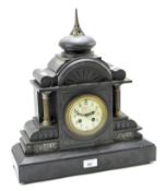 A large late 19th/early 20th century slate mantle clock,