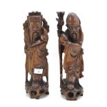 Two Chinese hardwood figures,
