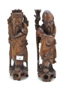 Two Chinese hardwood figures,