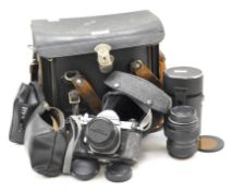 A collection of camera items,