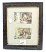 Two E H Gill miniature watercolours depicting 19th century Tavern scenes,