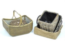 A collection of wicker baskets,