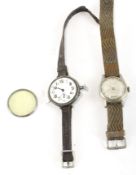Two vintage wristwatches, one being an early 20th century trench watch,