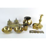 A selection of assorted brassware,