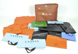 A collection of designer shopping bags,